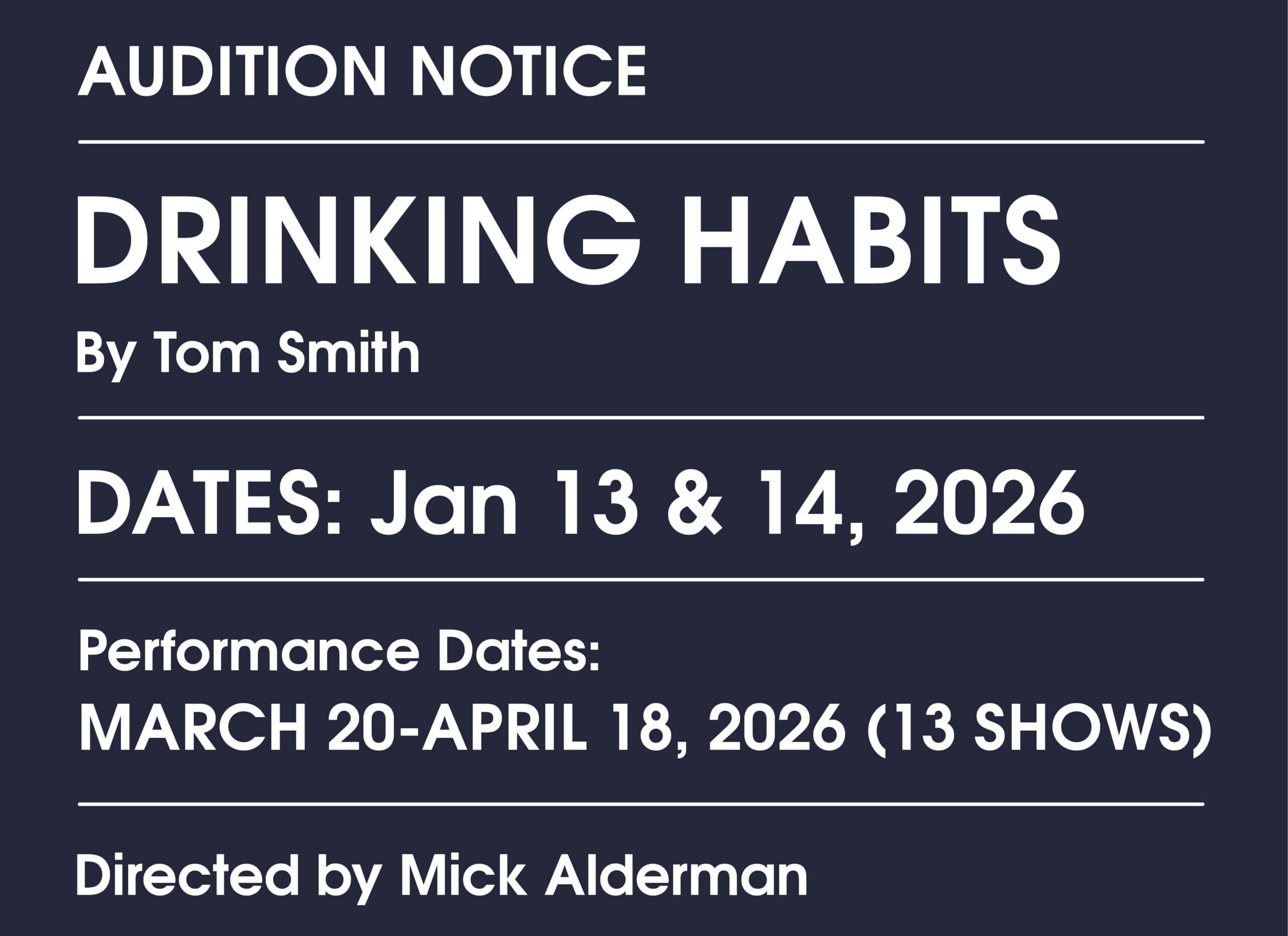 Audition Notice: Drinking Habits