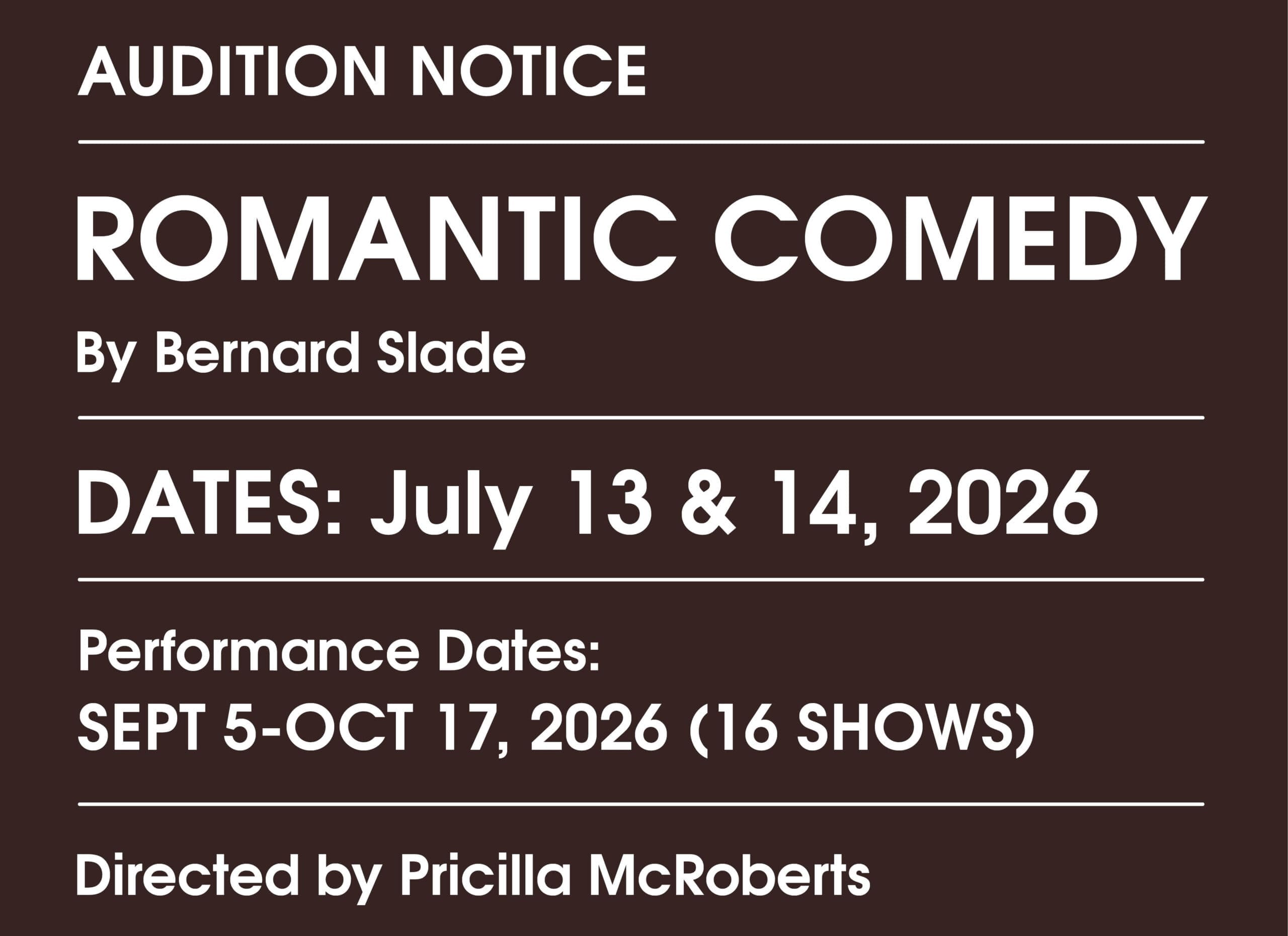 Audition Notice Romantic Comedy