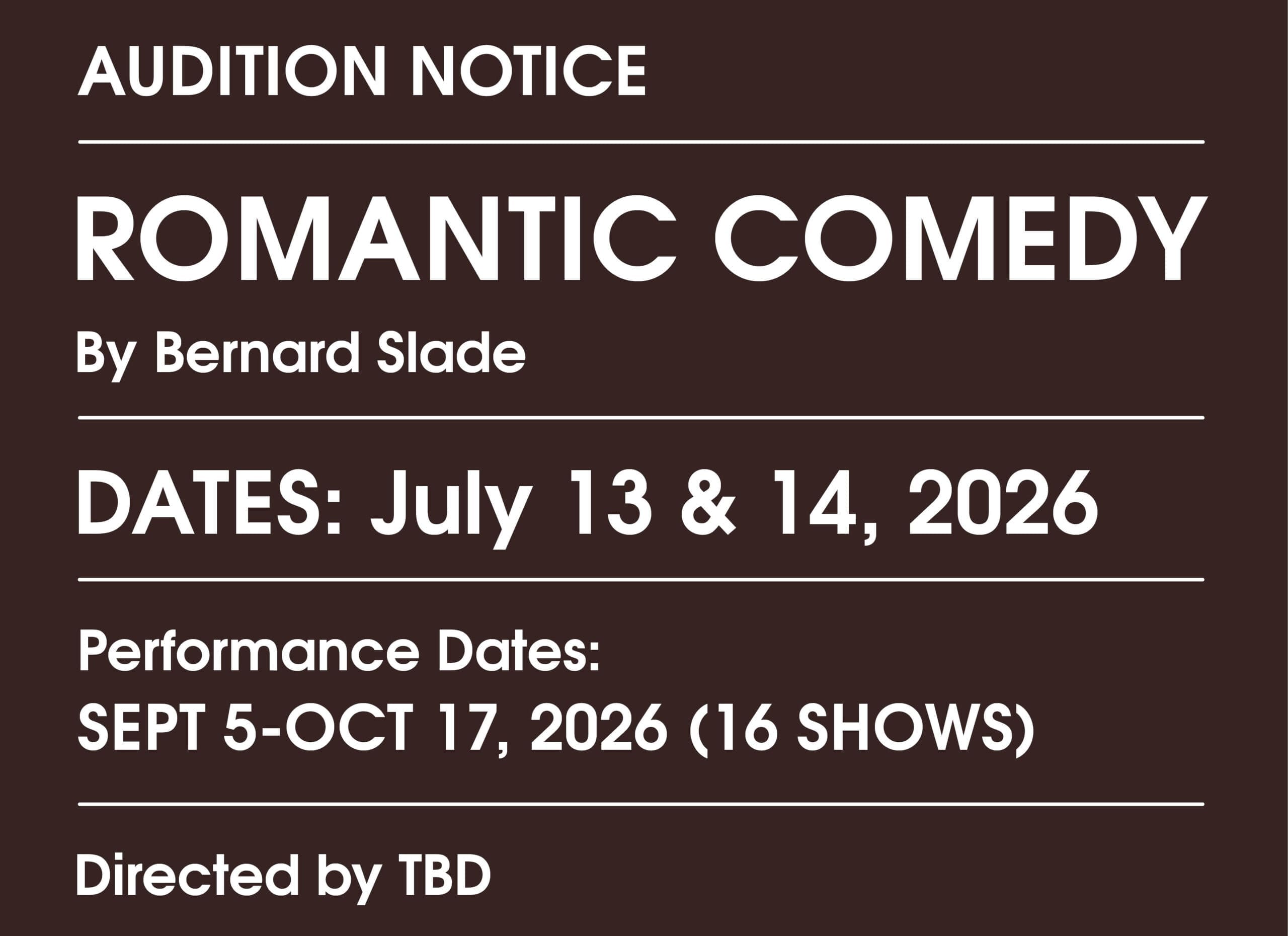 Audition Notice: ROMANTIC COMEDY